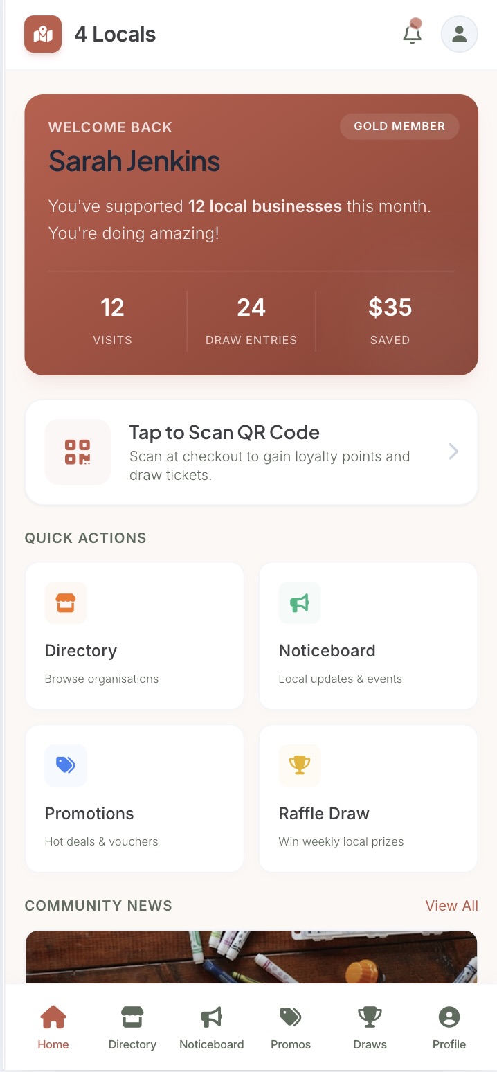 4 Locals Progressive Web App Layout